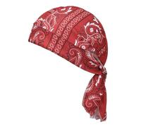 Paisley Cooling Headscarf Cap Set Bandana Beanie,Breathable Motorcycle Pirate Hat,UV Protection Quick Drying,for Woman Men Red