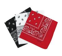 Paisley Cotton Bandana 3 pack Red White Black