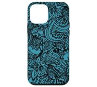 Paisley Doodles Print Stylish Zen Art Pattern Teal Blue Case for iPhone 12 mini