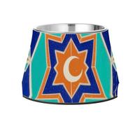 Paisley Flower Moon Blue Ethnic Dogs Food Bowl Non Slip Stainless Steel Pets Basic Bowls for Slow Feed Cats Whisker Friendly cuencos elevados para perros