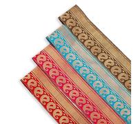 Paisley Jacquard Ribbon Trim Vintage Gold 40mm Wide Indian Style Sari Trimming, by Neotrims. [Cerise Pink, 3 Meter]