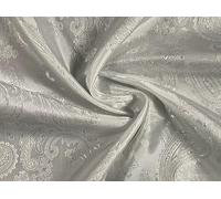 Paisley Jacquard Satin Lining Fabric Material Off White 1MTR