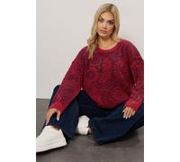 Paisley Knitted Jumper Yours Burgundy 26-28