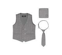 Paisley of London, David Grey Check Waistcoat, Boys Formal Occasion Waistcoat, Tie, Hanky Set, 8 Years