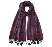 Paisley Pashmina Rave Shawl Scarf-Women's Reversible Ethnic Jacquard Pashmina Wraps for Travel, B#. Purple, 27.5''*78.5''