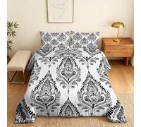 Paisley Pattern Double Duvet 10.5 Tog European Retro Microfibre Coverless Duvet Suitable for All Seasons Comfortable Reversible Washable Double Quilt with 2 Pillowcase YUe550