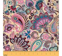 Paisley Pattern Pink Polyester Fabric by feelingyou, 1 Yard, Waterproof, Hand Drawn, Outdoor Upholstery Fabric