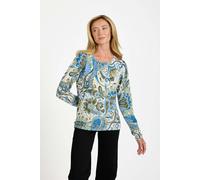 Paisley Print Knit Jumper - Green - 16