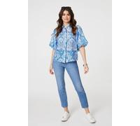 Paisley Print Puff 1/2 Sleeve Shirt Izabel London Blue 18