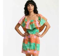 Paisley Print Ruffle Mini Dress Multi-Coloured