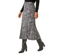 Paisley Print Stretch Midi Skirt Roman Grey 14