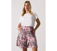 Yours Curve Paisley Print Textured Shorts - Women's - Plus Size Curve Pink