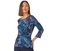 Paisley Print Twist Front Top Roman Blue 20