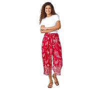 Paisley Print Wide Leg Cropped Trousers Roman Red 10