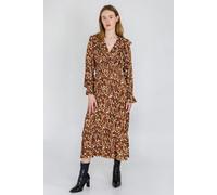 Paisley Printed Viscose Shirred Maxi Dress Enorsia Brown 8