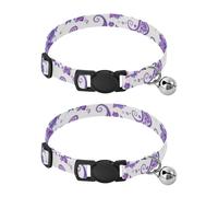 Paisley Purple Lavender Floral Collars for Cats, 2 Pack Small Dog Collar with Bell