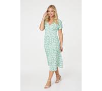 Paisley Shirred Detail Midi Dress Izabel London Green 8