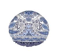 Paisley Shower Cap,Blue Horizontal Border With Paisley Pattern Waterproof Double Layer Bath Caps Perfect For All Hair Lengths And Thicknesses