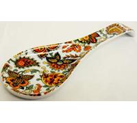 Paisley Spoon Rest Ceramic Porcelain Orange Small Spoon Teabag Tidy Hand Decorated in UK