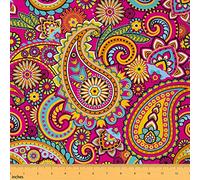 Paisley Upholstery Fabric for Chairs - Boho Floral by The Yard - Bohemian Exotic Indian Decorative for Home DIY Projects - Chic Flower Red Yellow 1 Yard