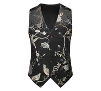 Paisley Waistcoat Men Gothic Suit Vest, Wedding Party Fit Gilet Suit, Smart Casual Costume Mens Suits & Blazers, Gentleman Fancy Dress Costume Button Down Shirt for Prom, Festival Plus Size