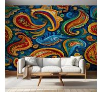 Paisley Wallpaper, Colourful Boho Bohemian Wall Mural, Wallpaper for Bedroom Living Room, Home Decor, Photo Wall Paper, 305 x 244 cm &MD71