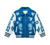 Paisley Wool and Leather Bomber Blue 2/4 years