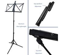 Paititi Brand New Strong Durable Adjustable Folding Music Stand with Carrying Bag-Black