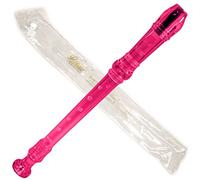 Paititi Soprano Recorder 8-Hole With Cleaning Rod + Carrying Bag, Transparent Pink Color, Key of C
