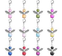 PAITOK 12 PCS Guardian Angel Keychains Colorful Pearl Angel Pendant keyring Lucky Charm Pendants Guest Return Gifts for Baby Shower Wedding Christmas Party Favors Decoration DIY Crafts