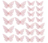 PAITOK 3D Butterfly Wall Stickers for Kids Bedroom, 24PCS in 3 Sizes Butterfly Wall Decals for Home Decor Wedding Party Decoration (Rose Gold)