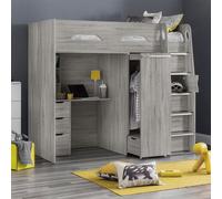 paiva highsleeper children bed in grey oak with storage