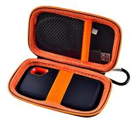 PAIYULE SSD Case for SanDisk Extreme and Extreme PRO Portable SSD | Hard storage case with elastic strap, cable mesh pocket and carabiner; fits 250GB-4TB drives, case only, SSD excluded orange