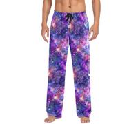 Pajama Pants Mens Galaxy Purple Nebula Lounge Pants Super Soft, Solar System Space Men Pajama Bottoms with Pockets Drawstring