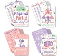 Pajama Slumber Party - 4 Girls Sleepover Birthday Party Games - 10 Cards Each - Gamerific Bundle