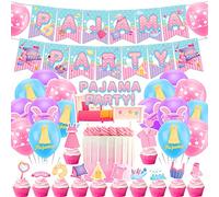 Pajama Theme Party Pajama Slumber Party Supplies Sleepover Party Decorations Includes Pajama Theme Banner Cake Topper Cupcake Toppers Balloons for Girls Spa Party Supplies