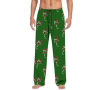 Pajamas for Men Set - Christmas Printed Sleepwear Trend Loose And Comfortable Sports Home Winter Foreign Trade Casual Pants (Army Green, S)