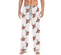 Pajamas for Men Set - Christmas Printed Sleepwear Trend Loose And Comfortable Sports Home Winter Foreign Trade Casual Pants (White, M)