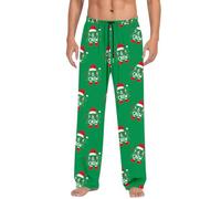 Pajamas for Men Set - Christmas Printed Sleepwear Trend Loose And Comfortable Sports Home Winter Foreign Trade Casual Pants (Mint Green, XL)