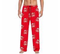 Pajamas for Men Xl - Christmas Printed Sleepwear Trend Loose And Comfortable Sports Home Winter Foreign Trade Casual Pants (Red, XXL)