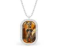 Pajamas Schnauzer Dog Rectangle Pendant Necklace Silver Women Jewelry Alloy Keychain Tag Jewelry