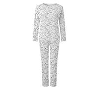 Pajamas Set for Women 2Pcs Loungewear Womens Daily Printed Family Clothes Matching Long Sleeve Tops Pants Shirt Trousers Set Nightwear Outfits (Grey, S)