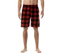Pajamas Shorts for Men Simple Plaid Sleeping Short Breathable Summer Shorts with Elastic Waistband Soft&Cool Men's Pyjama Big Size Knee Length Trousers Relaxed Fit Half Pants for Indoor Casual Red