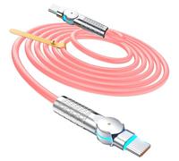 PAJDG USB C to USB C Cable 240W 10FT,180° Rotating Head with LED Tips Type C Cable Super Fast Charge for iPhone 15/15Pro/15Plus/15ProMax,MacBook Air,iPad Pro,Pixel,Samsung Galaxy S23/S24 Ultra-Pink