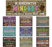 Pajean 10 Pcs Growth Mindset Posters Home Sweet Classroom Inspirational Quotes Bulletin Board Display Motivational Educational Sayings Positive Wall Banner for Student School Farmhouse Decor, Black