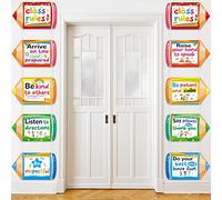 Pajean 10 Pieces Classroom Rules Posters Back to School Classroom Bulletin Board Decorations Motivational Porch Sign Set for Kindergarten Preschool Elementary Middle School(Pencils)