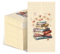 Pajean 100 Pcs Vintage Wildflower Book Story Napkins Vintage Newspaper Book Club Paper Napkin Decorations Retro Floral Hand Towel Disposable for Reading Theme Club Wedding Birthday Party Supplies