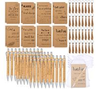 Pajean 128 Pcs Inspirational Christian Gifts Bulk Religious Notebooks Journal Ballpoint Pens Bible Keychains Organza Bags for Sunday School Church Members Teachers Employee Favors Supplies
