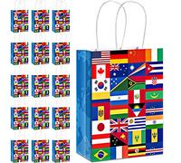 Pajean 16 Pack International Flag Bags World Flag Gift Bags Flags of the World Party Bags Country Flag Treat Bags for Opening Sports Events Celebration Goodie Candy Party Favors Decoration Supplies