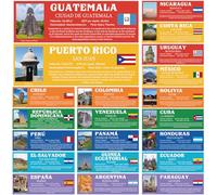 Pajean 21 Pcs Spanish Classroom Decorations Spanish Language Country Posters Spanish Bulletin Board Set Spanish Learning Latin American Country Poster for Spanish Educational Classroom Must Haves